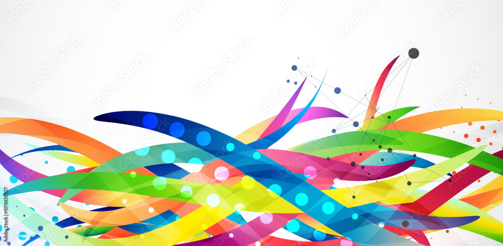 Aufkleber Abstract colored background on a gray gradient. Curves painted in bright colors, arbitrarily mixed with each other. Hand drawn vector.
