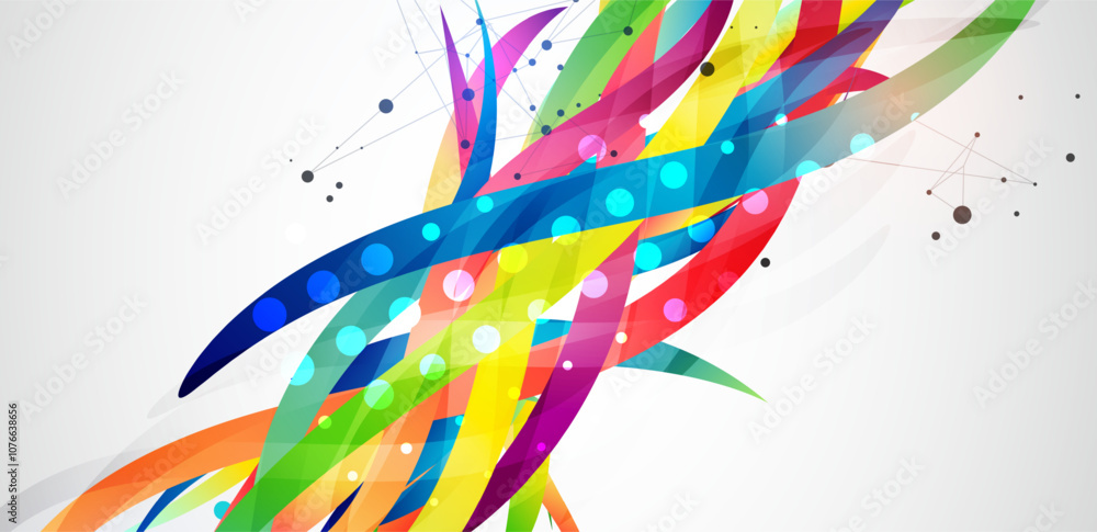 Aufkleber Abstract colored background on a gray gradient. Curves painted in bright colors, arbitrarily mixed with each other. Hand drawn vector.