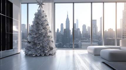 Modern white Christmas tree