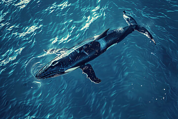 Fototapeta premium Fantastically beautiful majestic huge whale in ocean