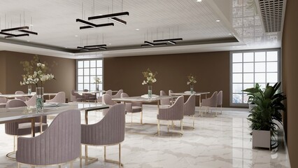 luxury restaurant 3d design interior for wall mockup