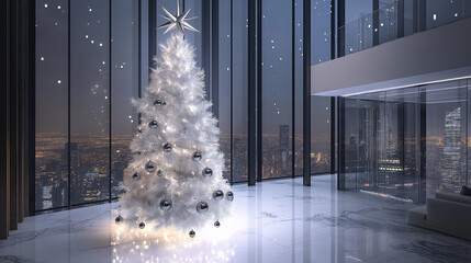 Modern white Christmas tree