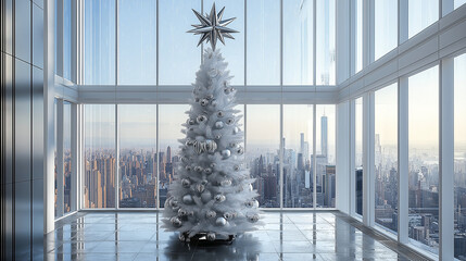 Modern white Christmas tree