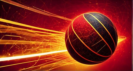 looping illustration of a ball trajectory mapped out with neon lines and mathematical equations, evoking AI-driven analytics in sport