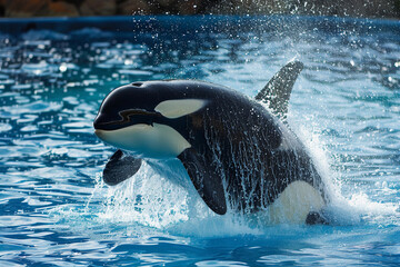 Obraz premium Fantastically beautiful majestic huge whale in deep ocean