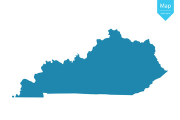 Abstract - High Detailed blue Map of Kentucky isolated on white background. for your web site design map logo, app, Travel. Vector illustration eps10.