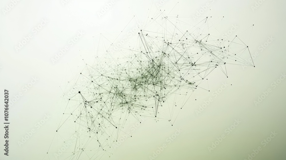 Poster minimalist cyber network: intricate dot and line connections on gradient background