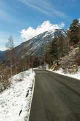 Mountain views in Andorra on a sunny winter day 