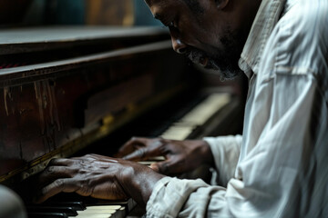 Generative AI Image of a Musician Playing Keyboard in Studio Setting