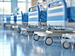 Rows of hospital beds in a ward
