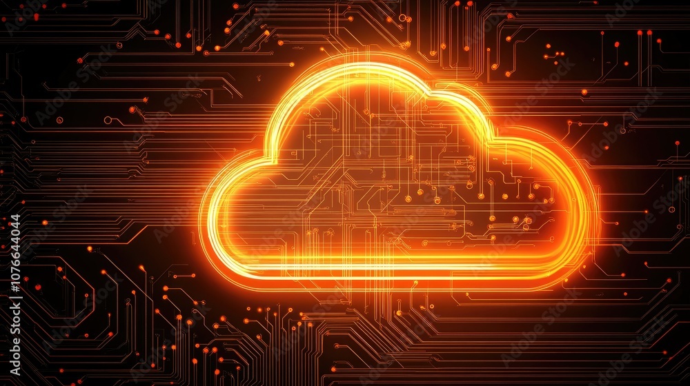 Poster digital cloud with circuit patterns