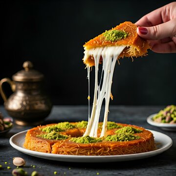 Kunafe with melted cheese
