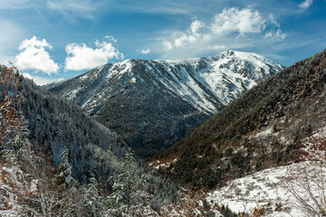 Mountain views in Andorra on a sunny winter day 