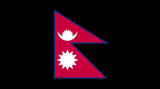 Nepal Country Flag Shapes and Elements Construction Animation