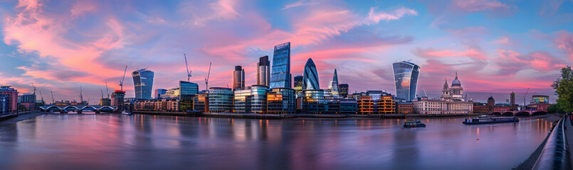 Obraz premium Panoramic photo of the London skyline, River Thames, buildings