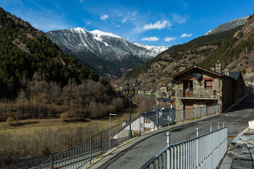 Mountain views in Andorra on a sunny winter day 