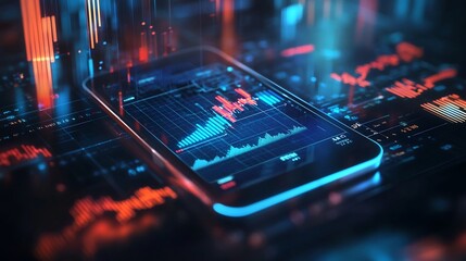 Futuristic AI Powered Trading App with Glowing Insights for Informed Financial Decisions