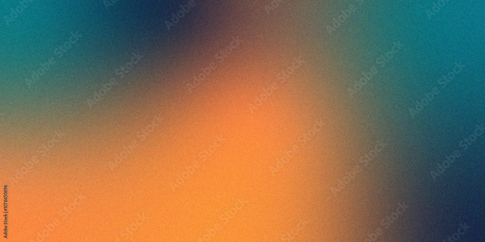 Aufkleber Digital grainy gradient with a colorful soft noise effect. Vintage Grunge Texture Pattern in blue and orange Tones for Artful Wallpaper. Gradient blur, noise, grain, texture abstract background