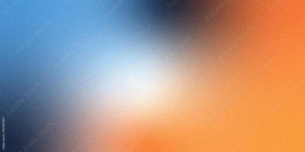 Aufkleber Digital grainy gradient with a colorful soft noise effect. Vintage Grunge Texture Pattern in blue white and orange Tones for Artful Wallpaper. Gradient blur, noise, grain, texture abstract background	