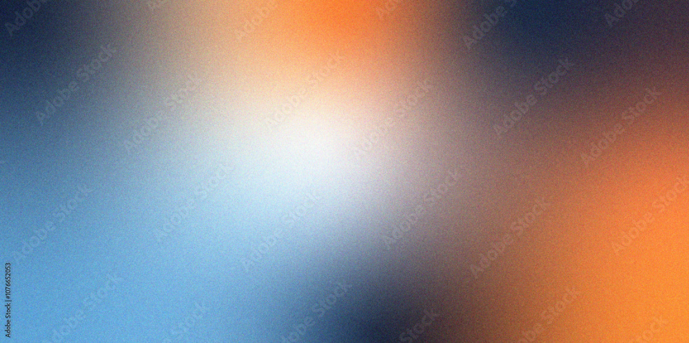 Aufkleber Digital grainy gradient with a colorful soft noise effect. Vintage Grunge Texture Pattern in blue white and orange Tones for Artful Wallpaper. Gradient blur, noise, grain, texture abstract background	