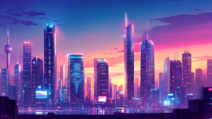 Futuristic Cityscape with Sustainable Architecture