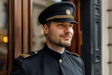 Obraz premium Generative AI Image of Professional Hotel Receptionist in Lobby