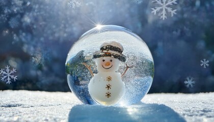Obraz premium A snowman inside a glowing snowball