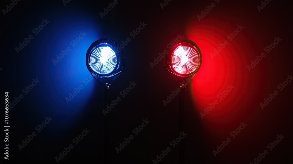 Poster dynamic light display in red and blue colors