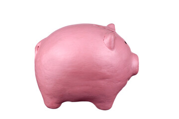 Pink piggy bank isolated on white. concept of preserving and saving money