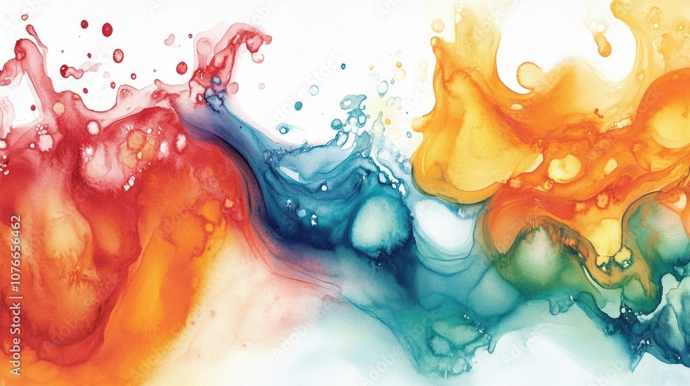 Aufkleber stunning abstract artwork featuring a dynamic composition of bright and bold watercolor splashes flu