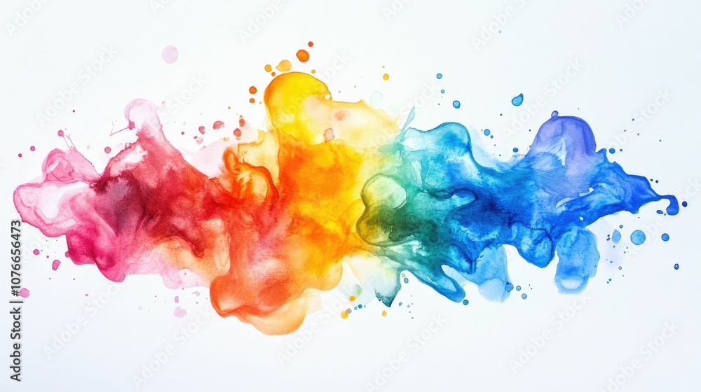 Poster mesmerizing abstract watercolor painting with fluid dynamic splashes of bright bold colors expressiv