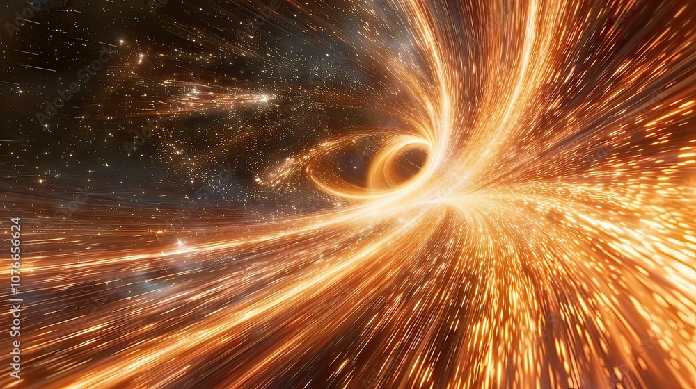 Aufkleber dynamic abstract light trails twisting through dark space, 3d render, motion effect.