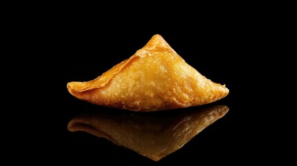 Fototapeta premium Golden Crispy Samosa on Black Background