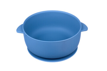 Silicone bowl isolated on white background. Baby tableware on white background