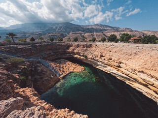 Bimmah, Oman, Bimmah Sinkhole in Oman, where fresh and salt water combine. Beautiful turquoise blue...