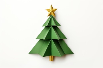 A mini origami christmas tree paper white background celebration.