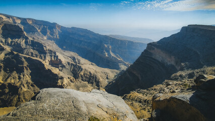 View of "the grand canyon of middle east", Jebel Shams Hadjar Mountains, Grand Canyon of Oman