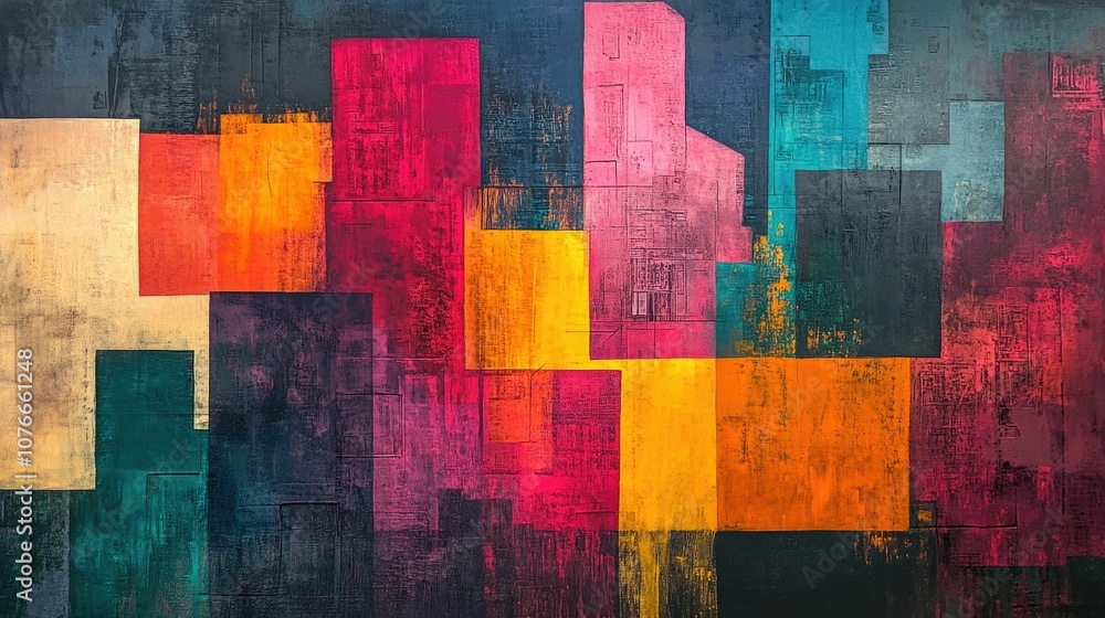 Aufkleber a captivating abstract cityscape featuring a blend of vibrant shifting colors that merge seamlessly 