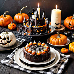 It's good to celebrate Halloween with cake and lots of treats.