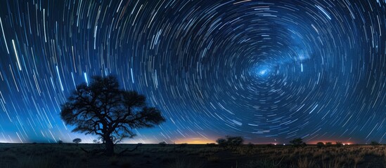 Star Trails Over a Lone Tree