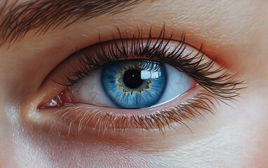 Obraz premium A close up of a woman's eye with a blue iris