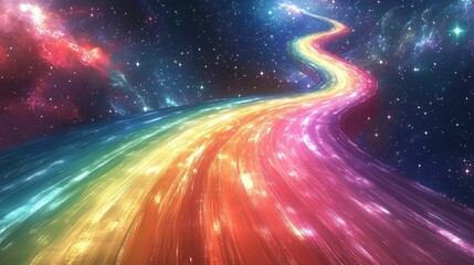 Ethereal Rainbow Road Leading Into the Starry Cosmos of the Mind s Imaginative Journey Through Vibrant Dreamlike Realms of Creativity and Wonder