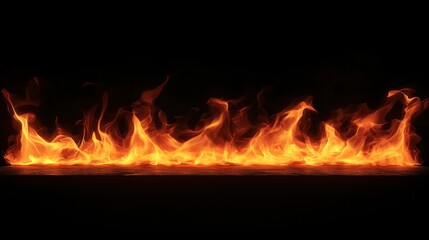 Blazing Flames on Black Background