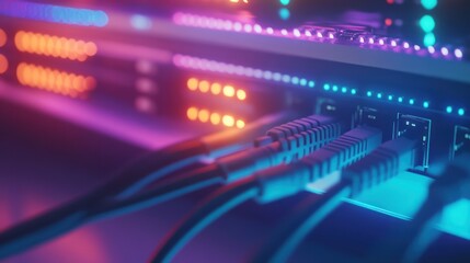 Obraz premium Network Cables Plugged Into Server