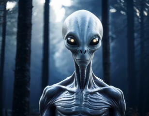 Grey Alien Portrait - Mysterious Extraterrestrial Being