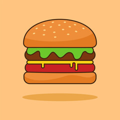 Delicious burger icon cartoon illustration clipart