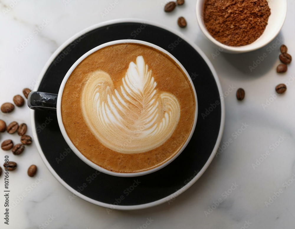 Wall mural Top View of Cappuccino with Creamy Foam