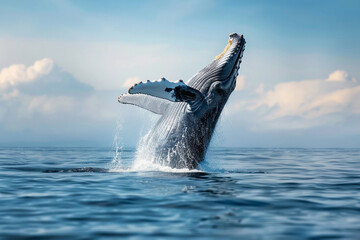 Obraz premium Fantastically beautiful majestic huge whale in ocean