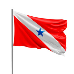 Flag of Para State from Brazil Waving on Transparent Background