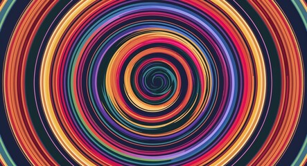 Circular spirals with swirling layered rainbow hues